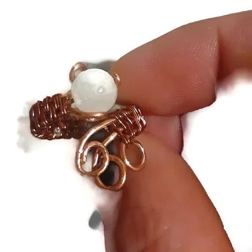Copper And Selenite Wire Ring