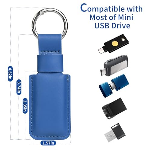 Microfiber Leather Small Sized USB Flash Drive Case, Anti Lost Mini Navy Blue