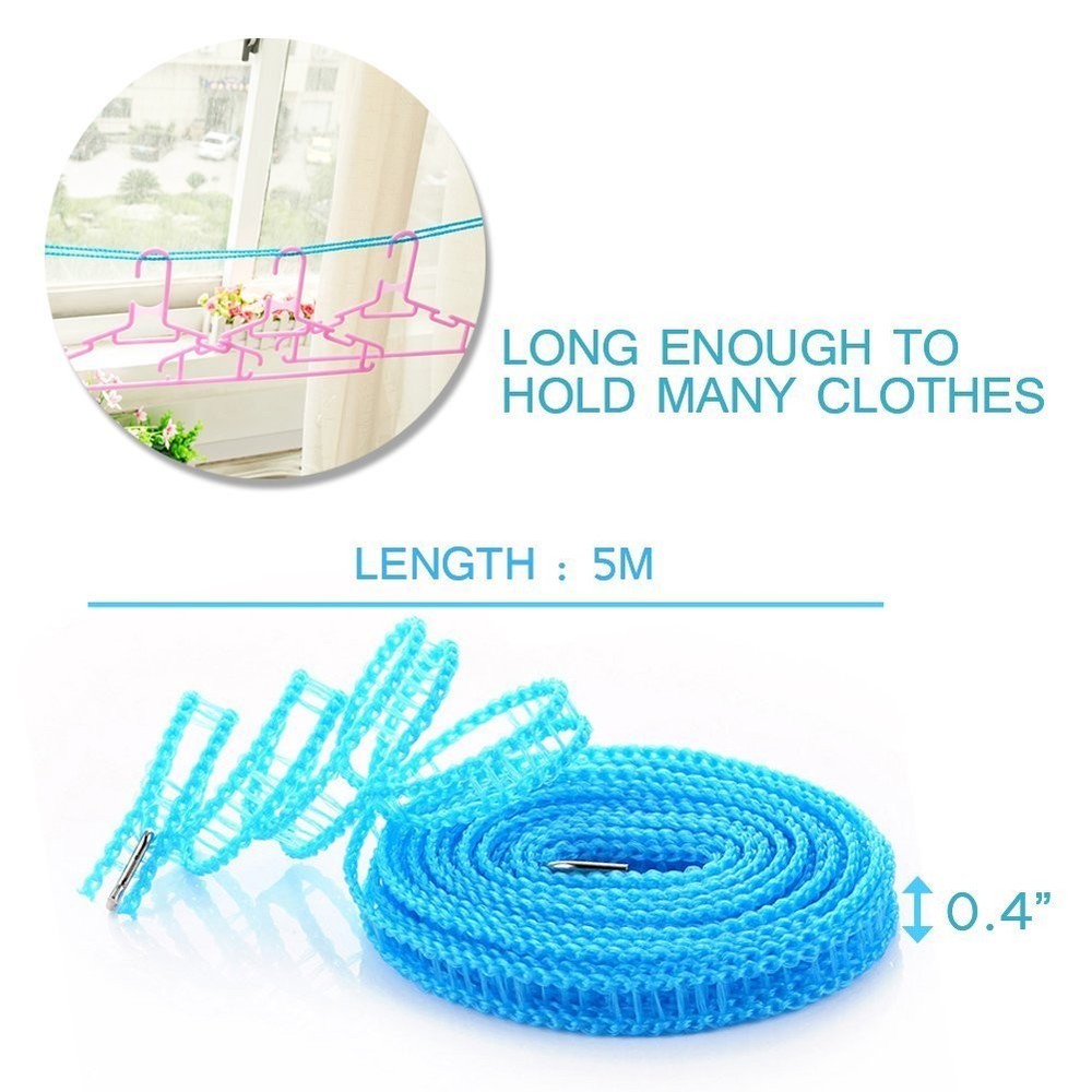 2 Pack Nylon Clothesline Windproof Clothes Drying Rope Medium, Random Color