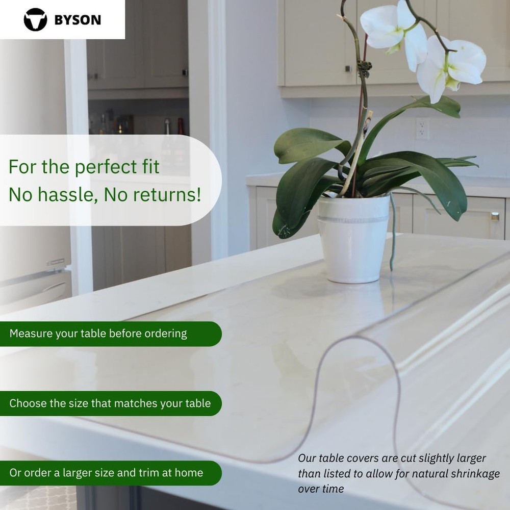 Byson Clear Dining Table Protector – PVC Table Cover Protector for Dining