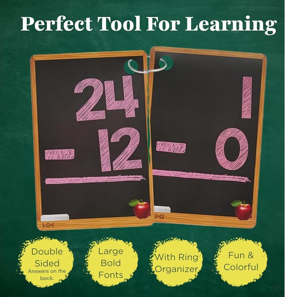 Comprehensive 208 Math Flash Cards for 1st-4th Grade | Color-Coded & Organized