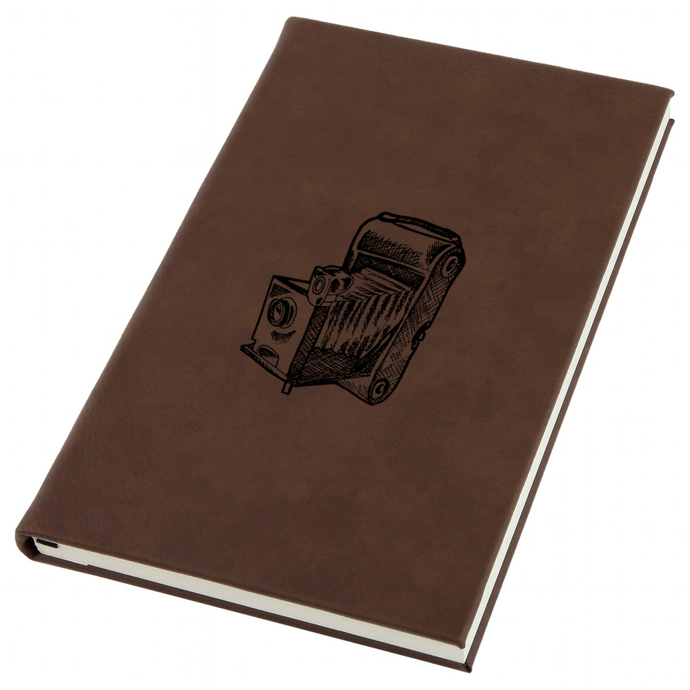 First Camera Engraved Leather Journal, Personal Planner with Lined Pages