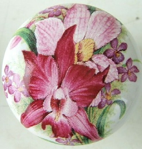 Ceramic Cabinet Knobs Orchid #3 @Pretty@