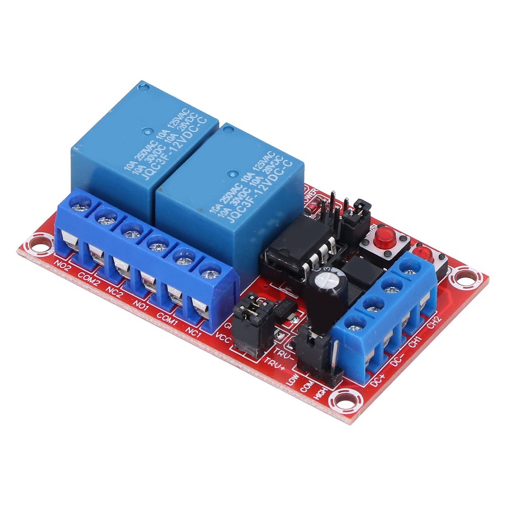 Relay Module 2 Channel Button Self-Locking Interlock High Low Level Trigger