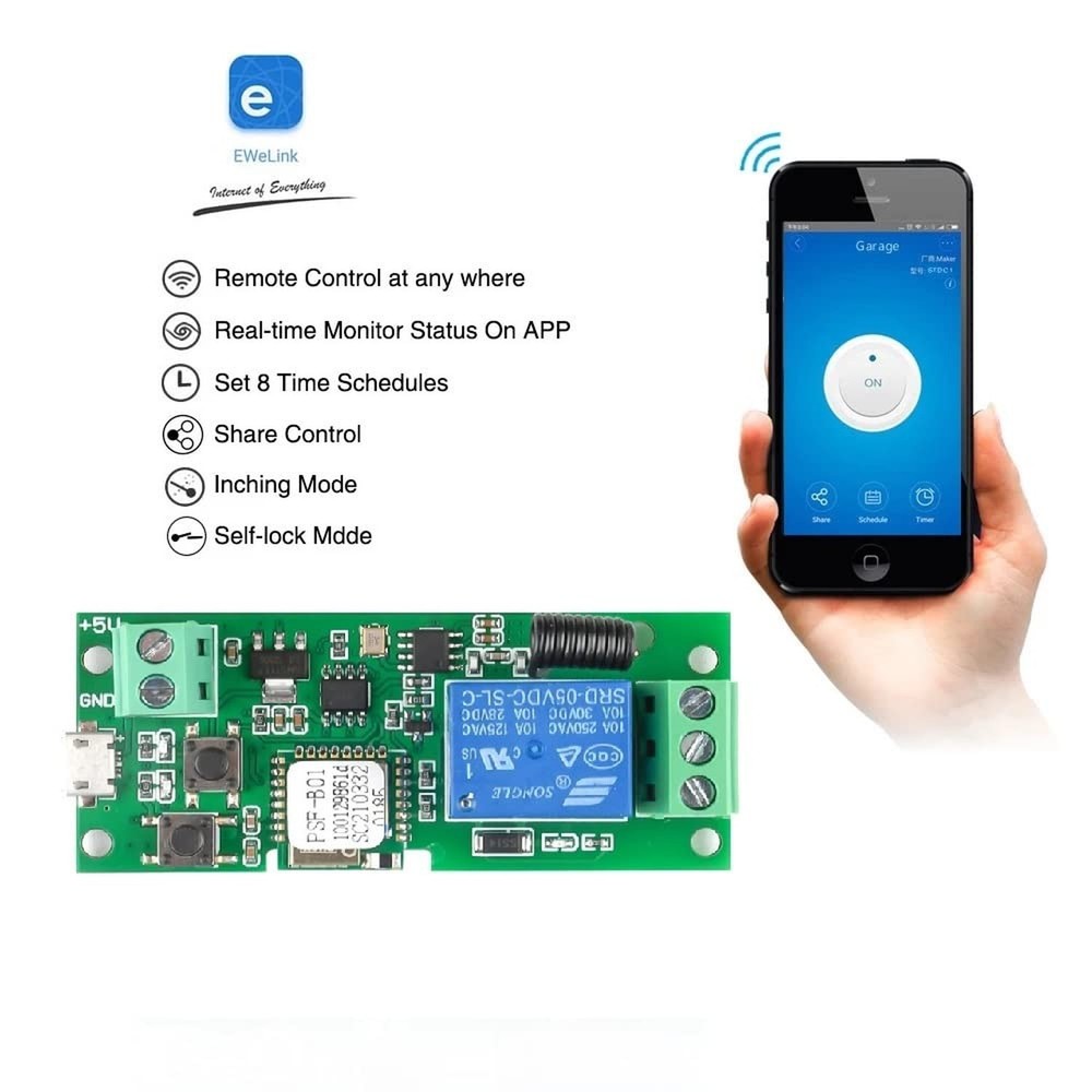 MHCOZY Updated WiFi Wireless Smart Switch Inching Self-Locking Relay Module,S...