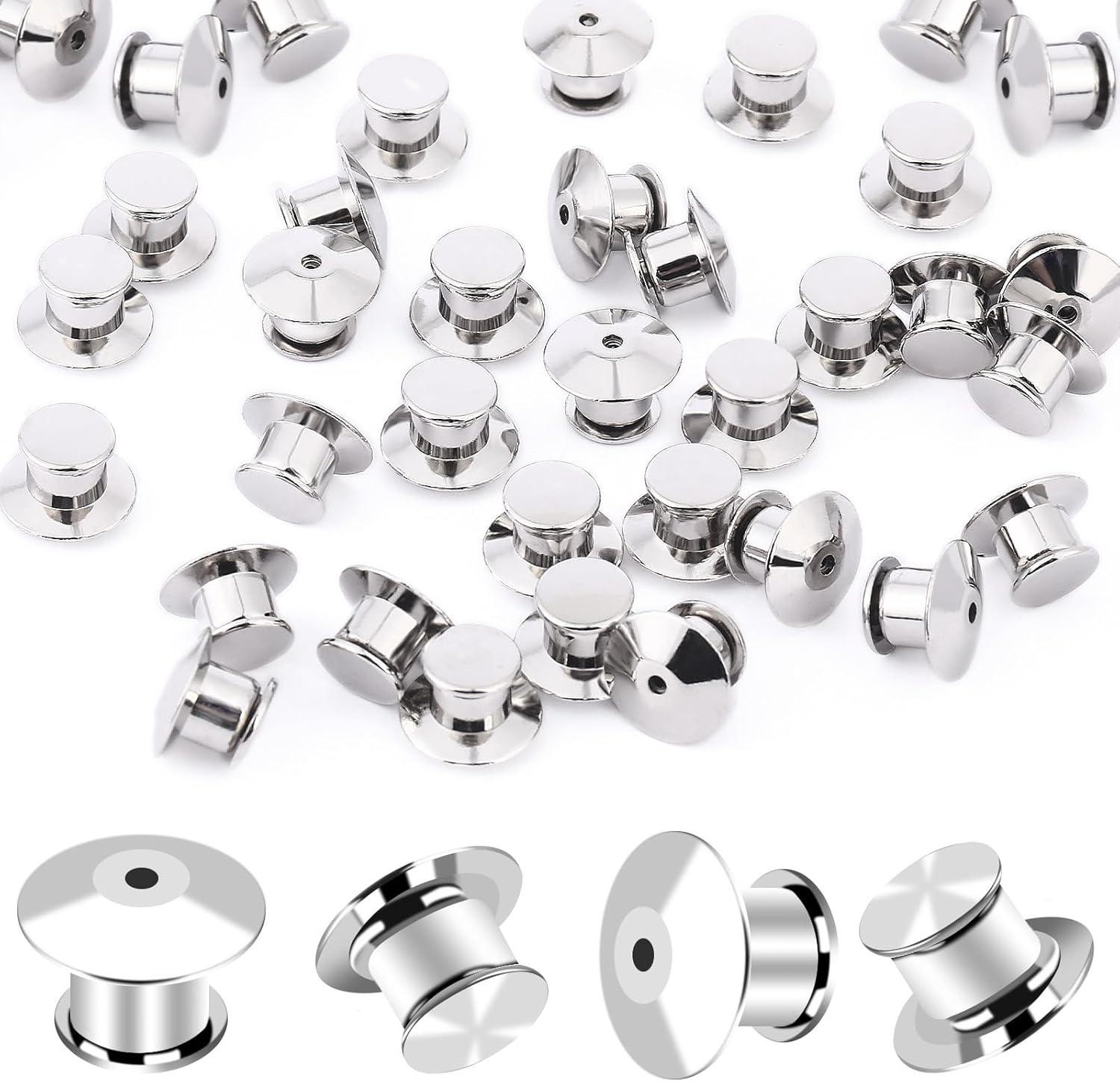 100PCS Metal Locking Pin Backs, Secure Pin Keepers for Badges & Lapel Pins