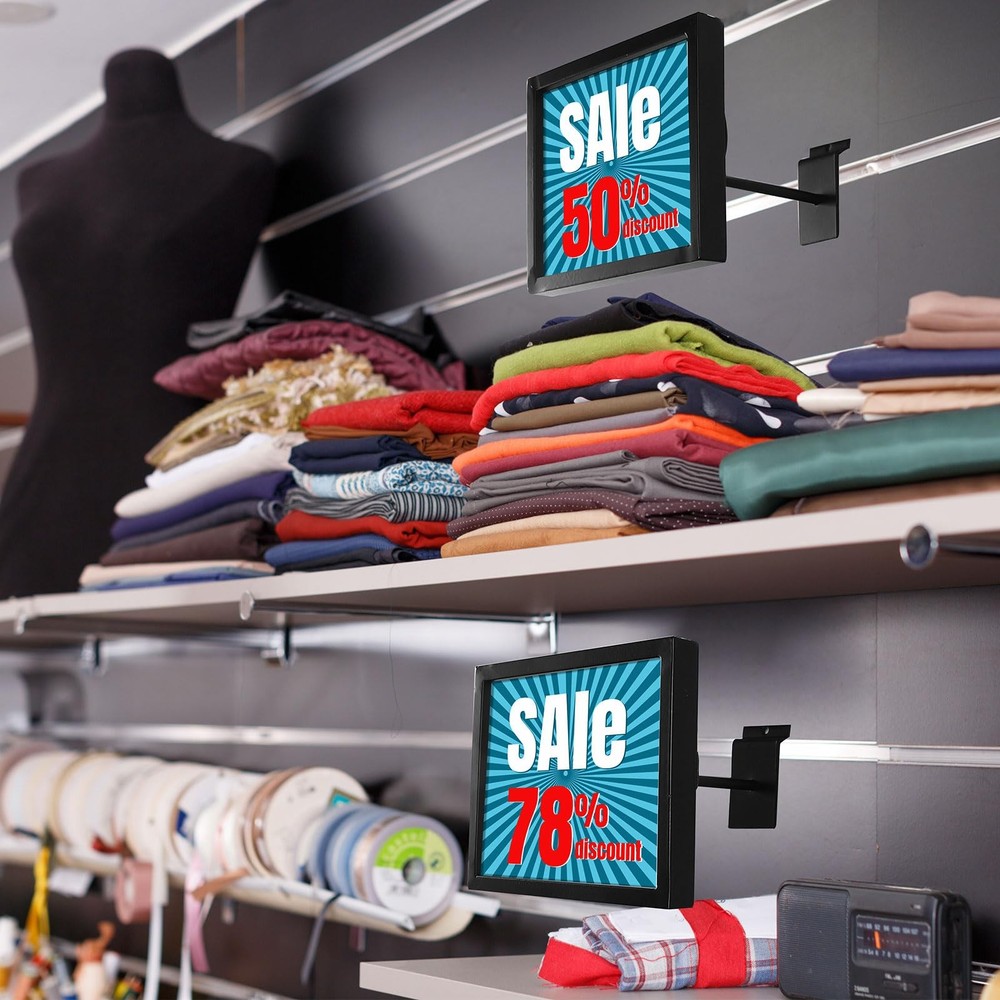 4 Pcs Rectangular Faceout Sign Holders for Slatwall Holds Gridwall Accessorie...