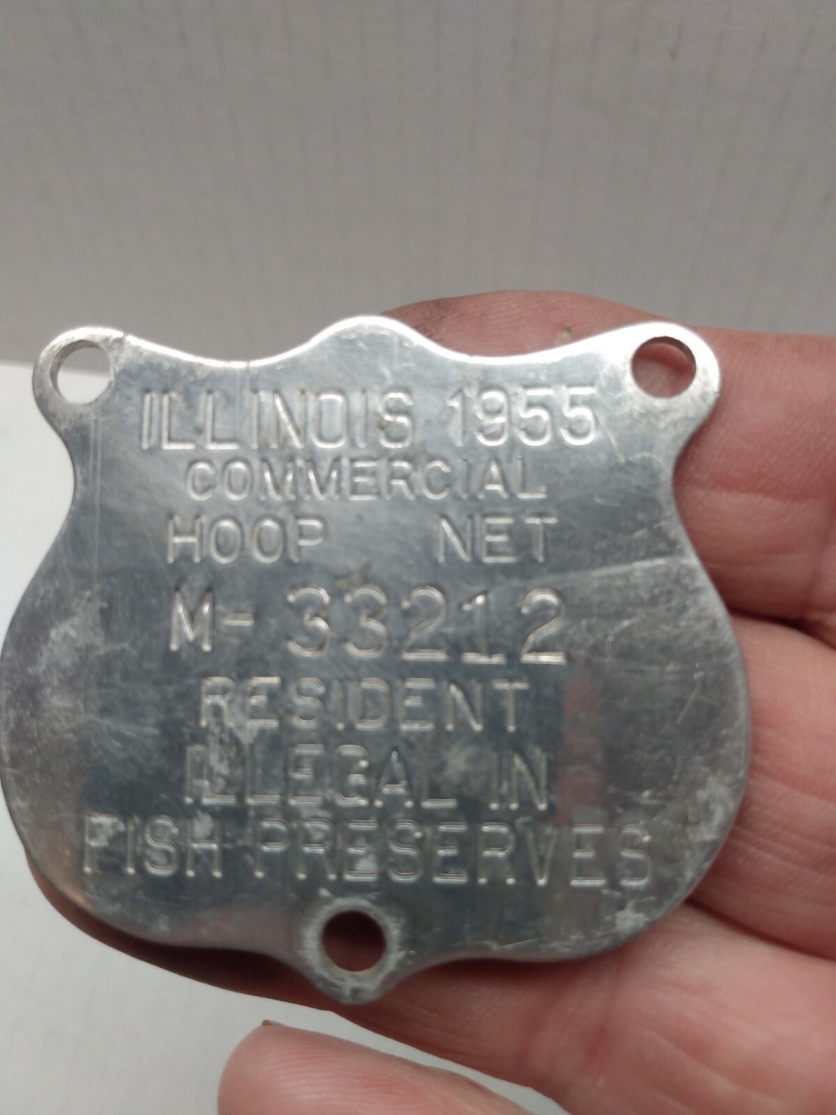 1955 illinois Conservation Commercial Hoop Net Fishing License Tag New Old Stock