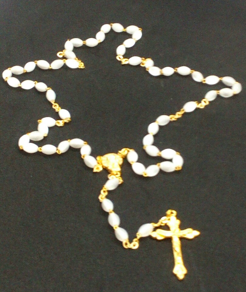 White Rosary Beads - Made in Italy - Stamped Italy