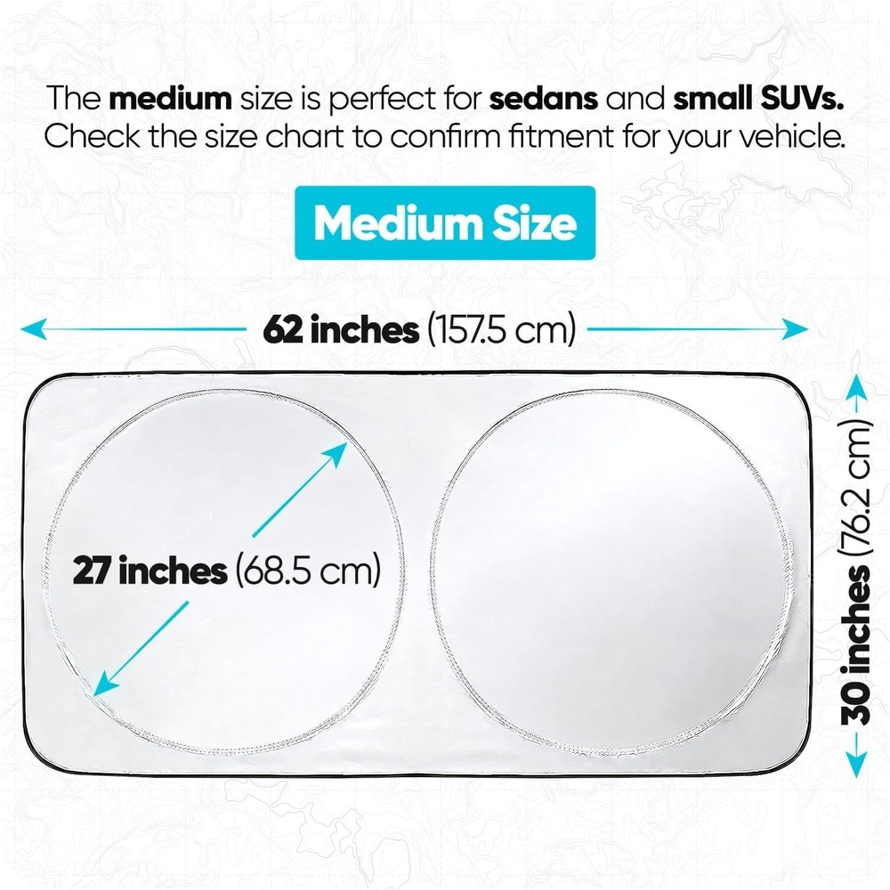 Multi-Size Car Sun Shade - Reflective Windshield Protector for All Vehicle Types