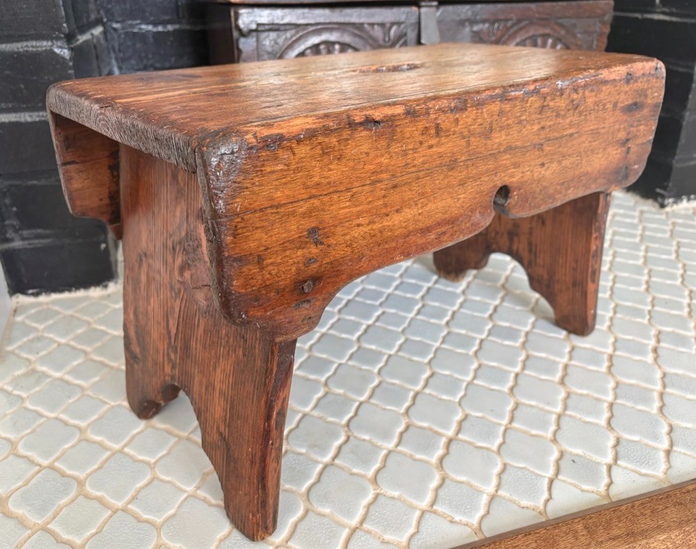 Antique French Pine Solid Wood Stool / Riser / Plant Stand 1920s