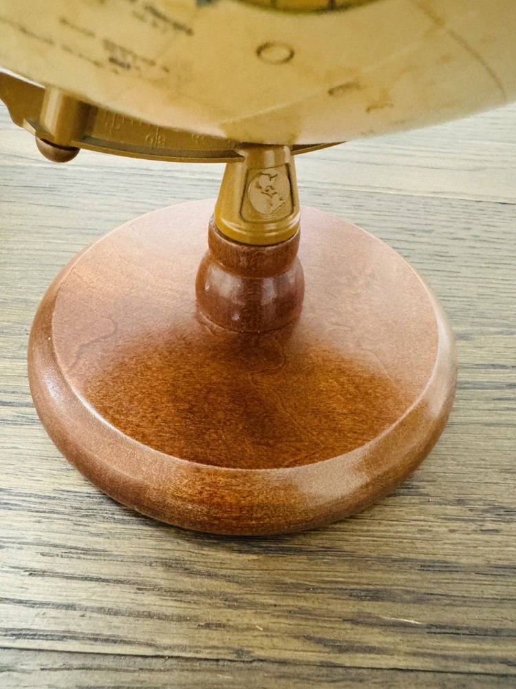 Vintage Replogle Rotating World Globe Desktop Wood Base
