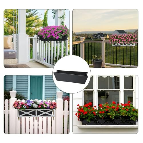 Rectangle Window Box Liner Felt Planter Basket Liner Insert Black 4PCS 24Inch
