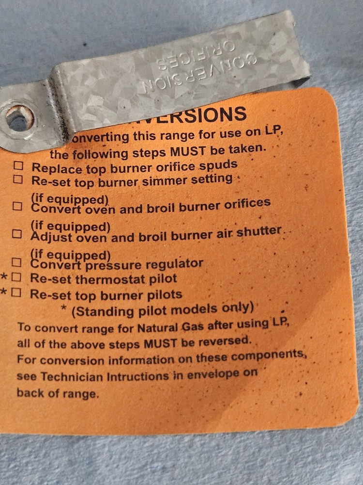 WB28K10562 GE Range/Oven/Stove LP Conversion Kit