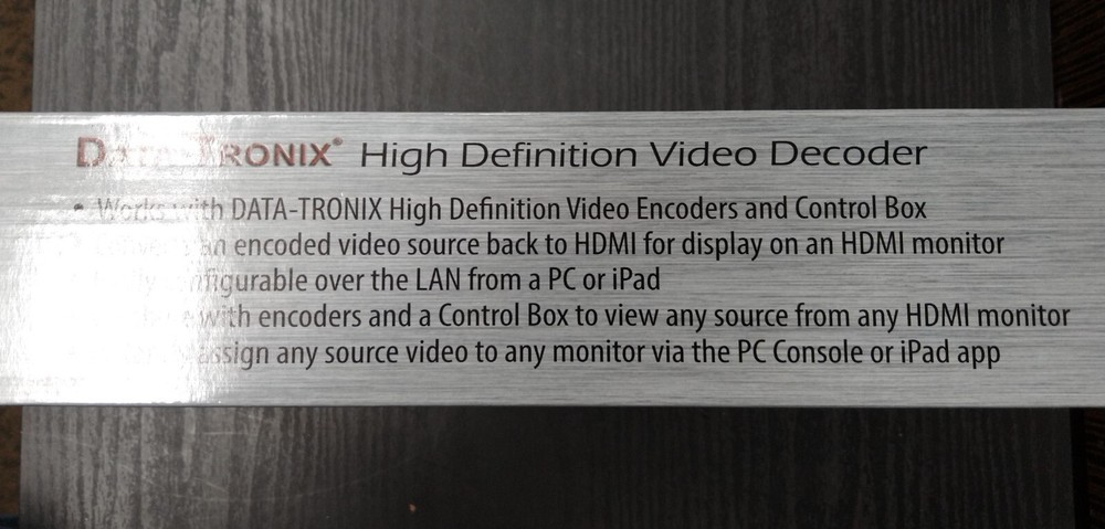 Data-Tronix DT-HDVD-IPSTR-RX H.264 HDMI DECODER with VidCasterIP System ⭐️NEW⭐️