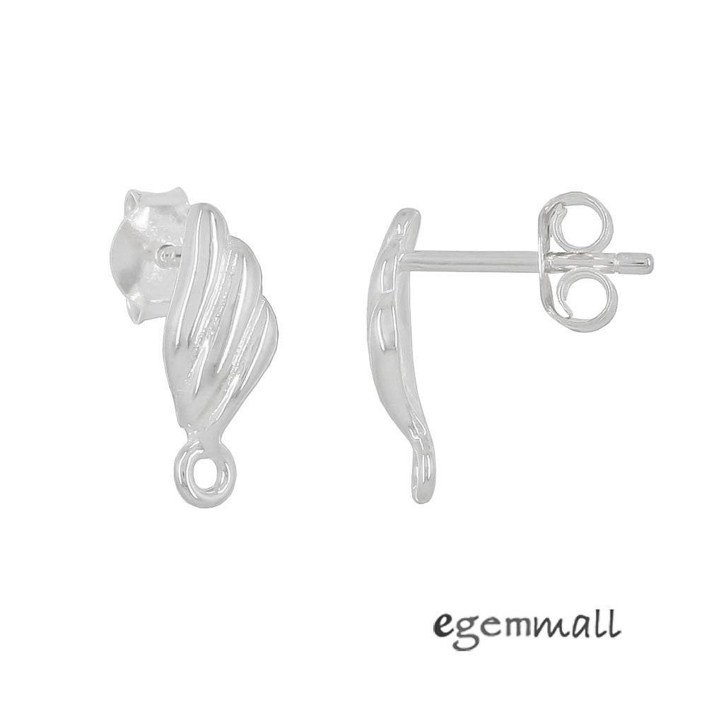 Sterling Silver Shell Stud Post Earrings Connector #99532