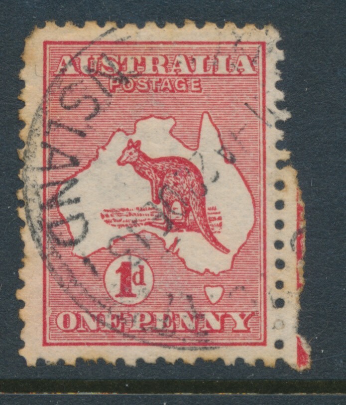 Australia 1913 Kangaroo 1d Red ACSC 3(E)e Large White Flaw in inner frame