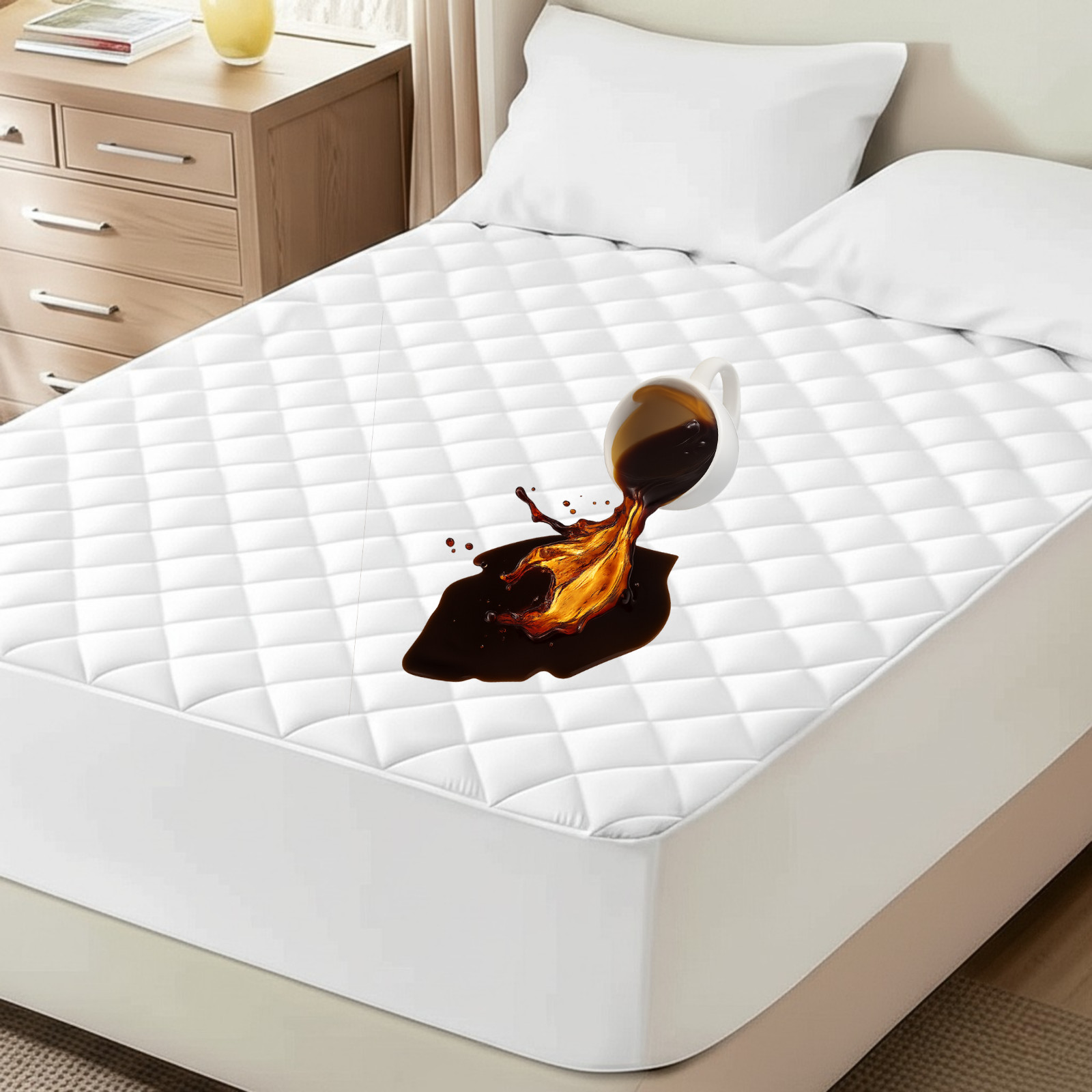 100% Waterproof Mattress Protector Quilted Mattress Pad Cover Breathable Fitted