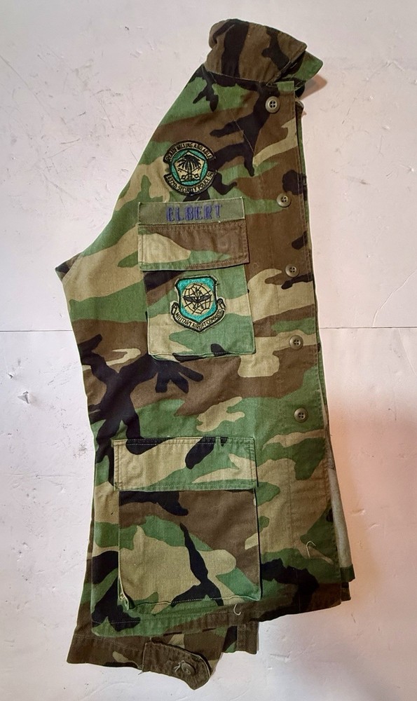 Vintage U.S. Air Force Woodland BDU Jacket ELBERT Master Sergeant Medium Regular