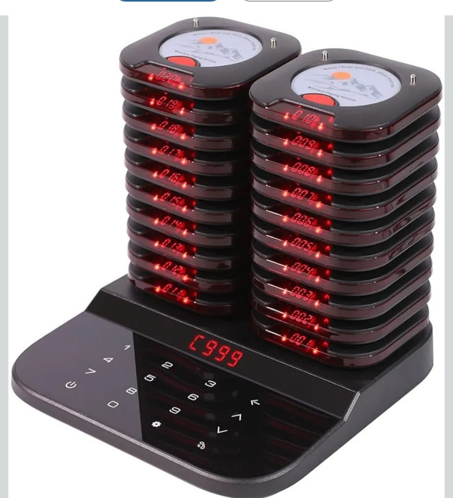 AGJ Restaurant Pager System Touch Keyboard Wireless Calling System 20 Pagers Bee