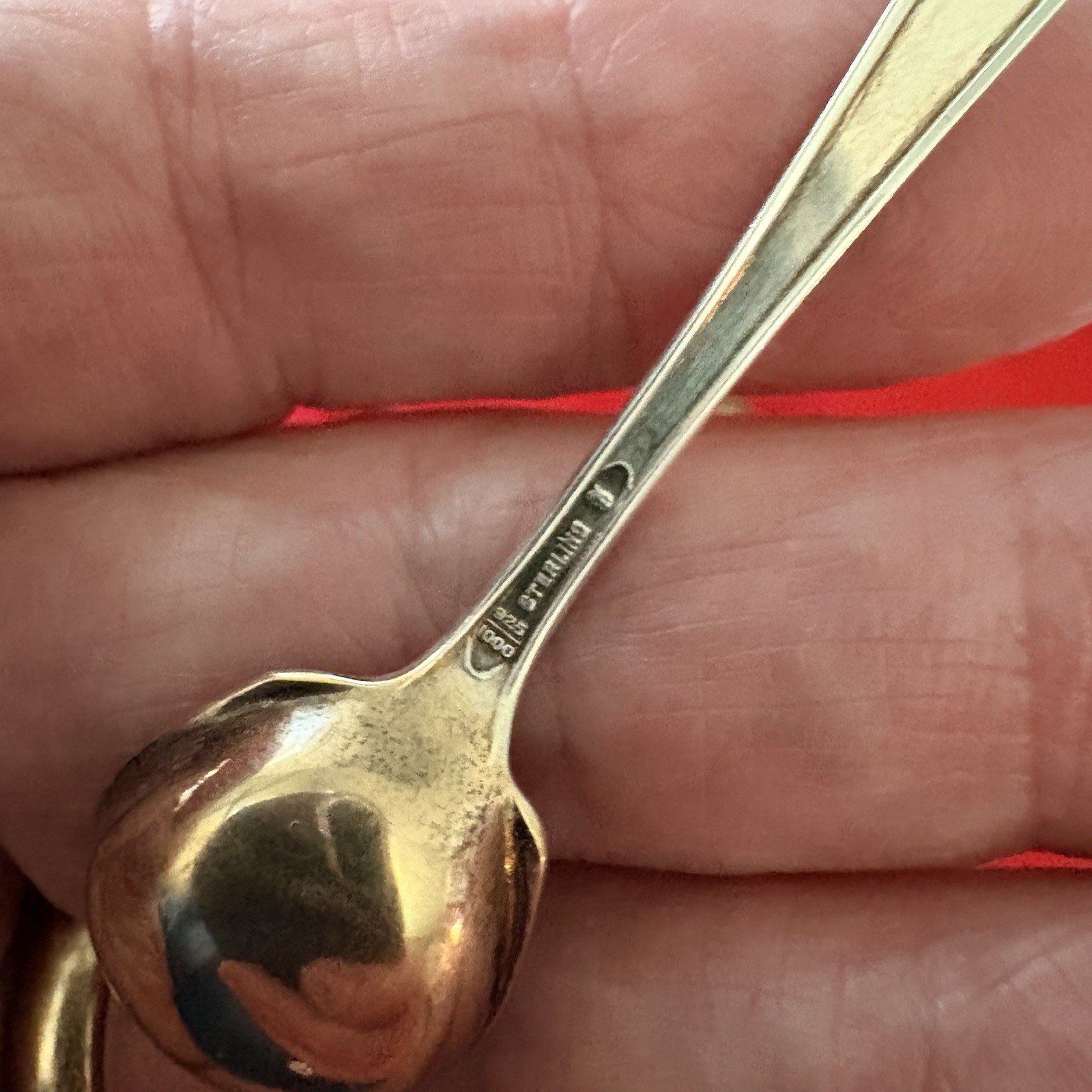 Vintage Sterling Silver Salt Spoon Set Of 8 Classic Design Gold Washed Bowl. mon