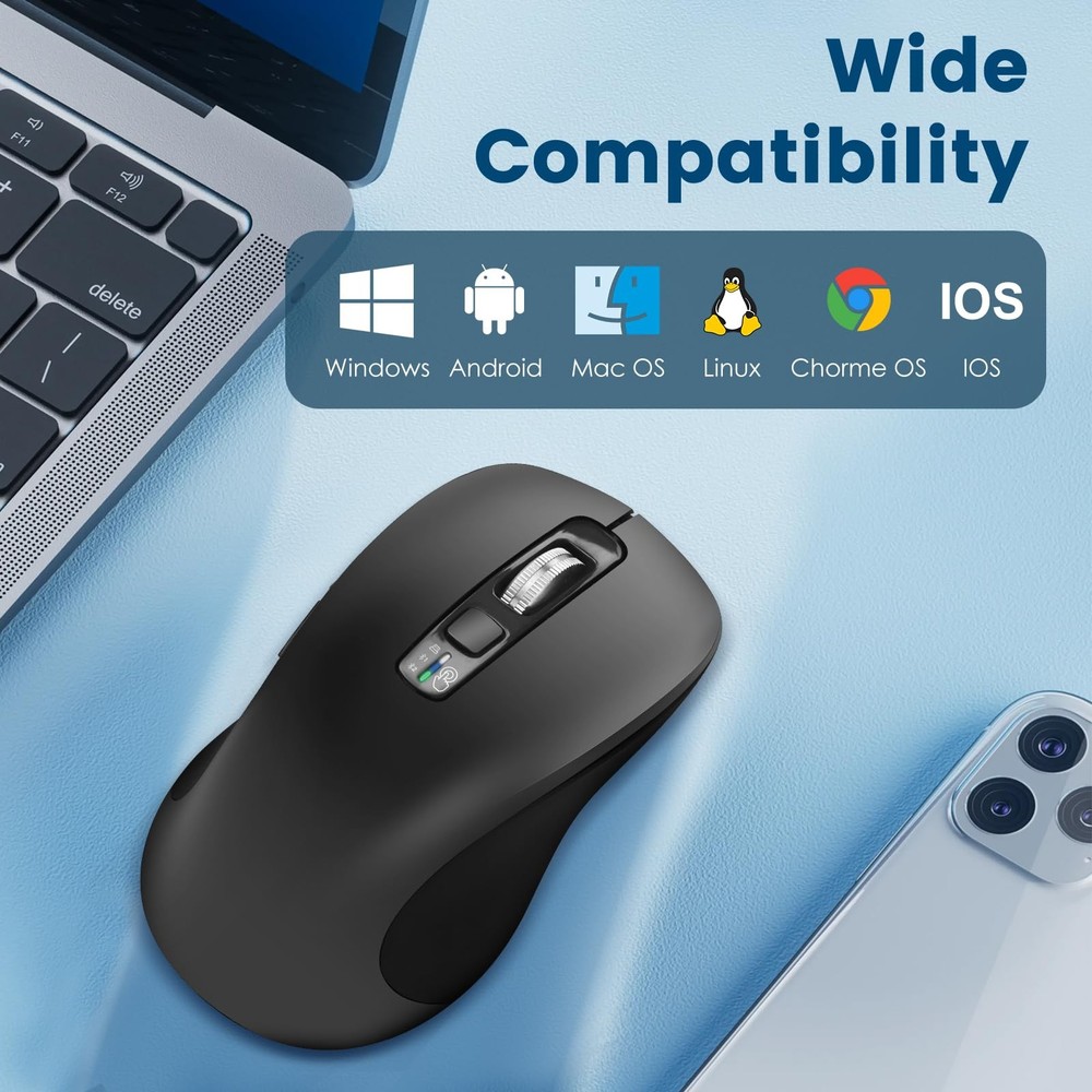 Wireless Bluetooth (USB + BT1 + BT2), Full Size , 4-Way Scrolling, Multi-Devi...