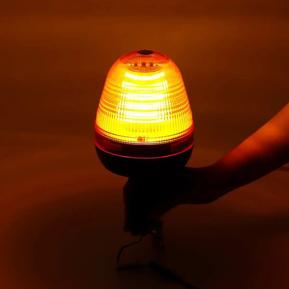 12V 24V LED Rotating Flash Beacon Flexible DIN Pole Mount Tractor Warning Light