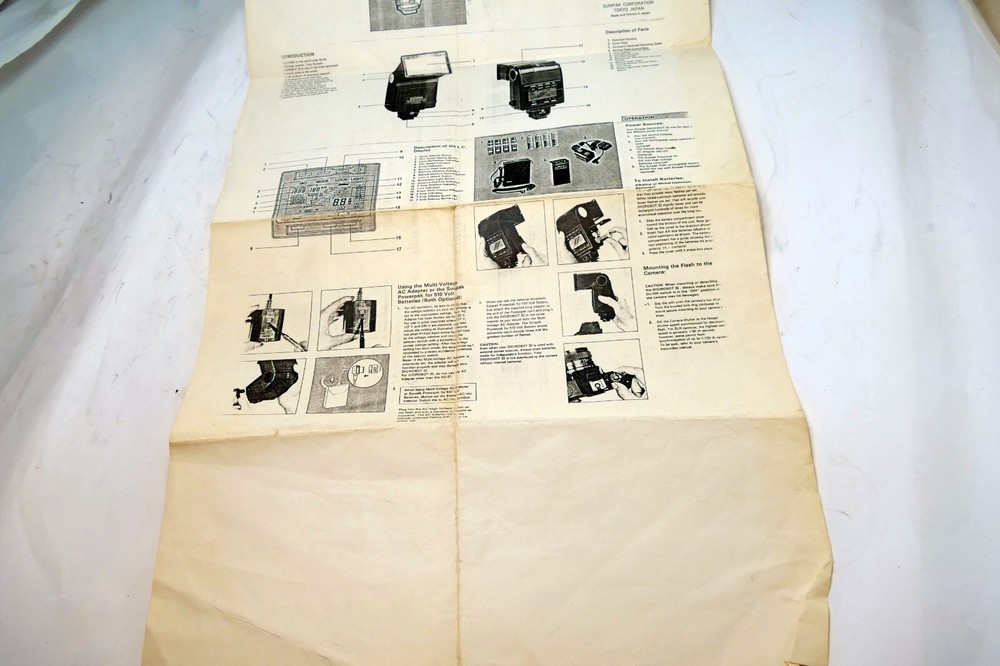 Flash guide instruction manual printed for Sunpak Digirobot 32 vintage