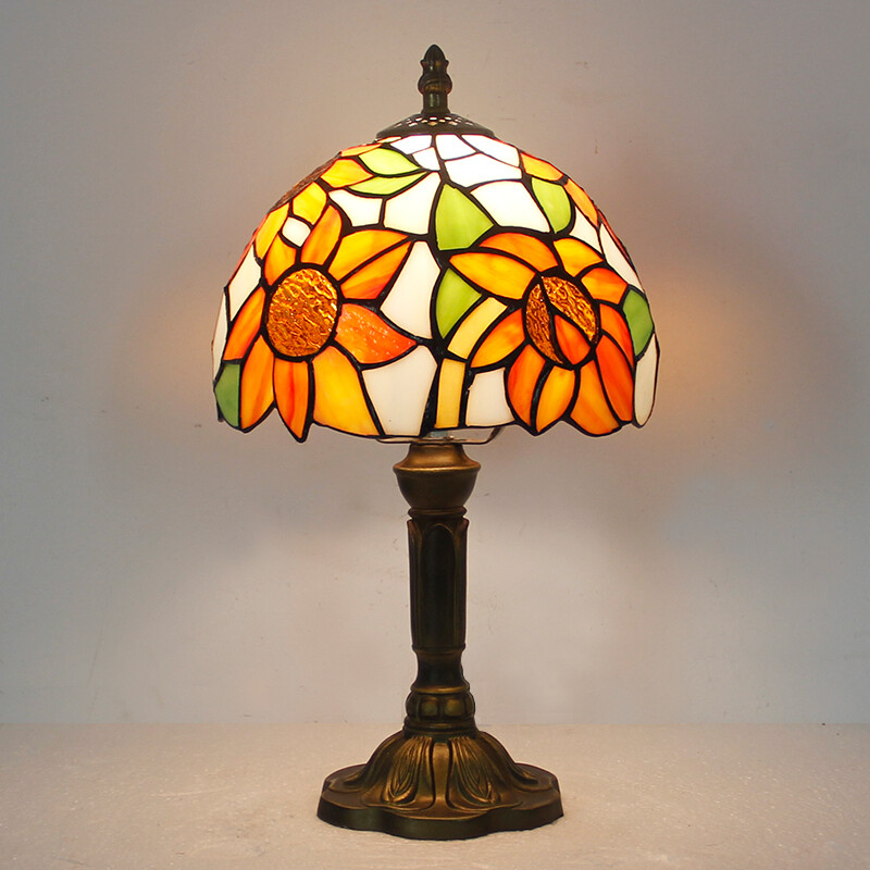 8 inch Retro Sunflower Stained Glass Tiffany style Table Bedside Reading lamp