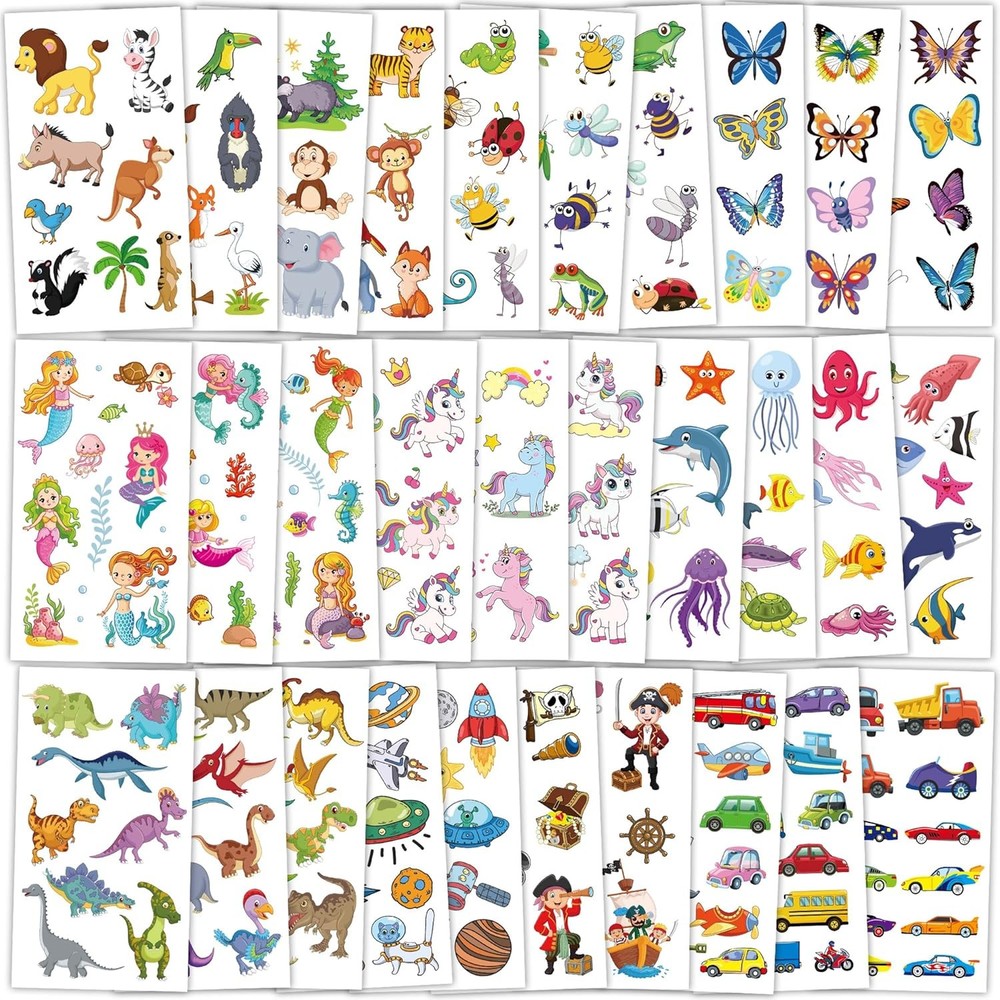 320 Patterns Temporary Tattoos, 36 Sheets Medium, Colorful