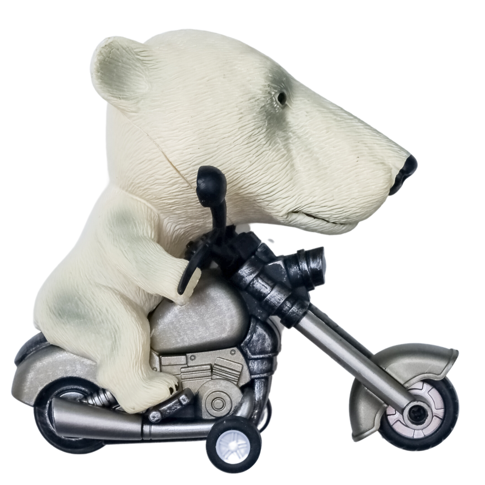 TOYANDONA Inertial White Polar Bear Riding Motorcycle Toy