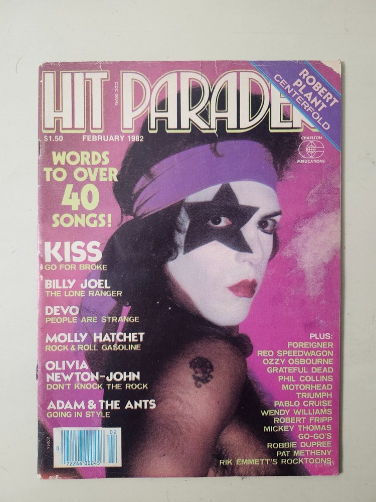 KISS SUPER RARE Paul Stanley Vintage 1982 Hit Parader Robert Plant Poster COOL!