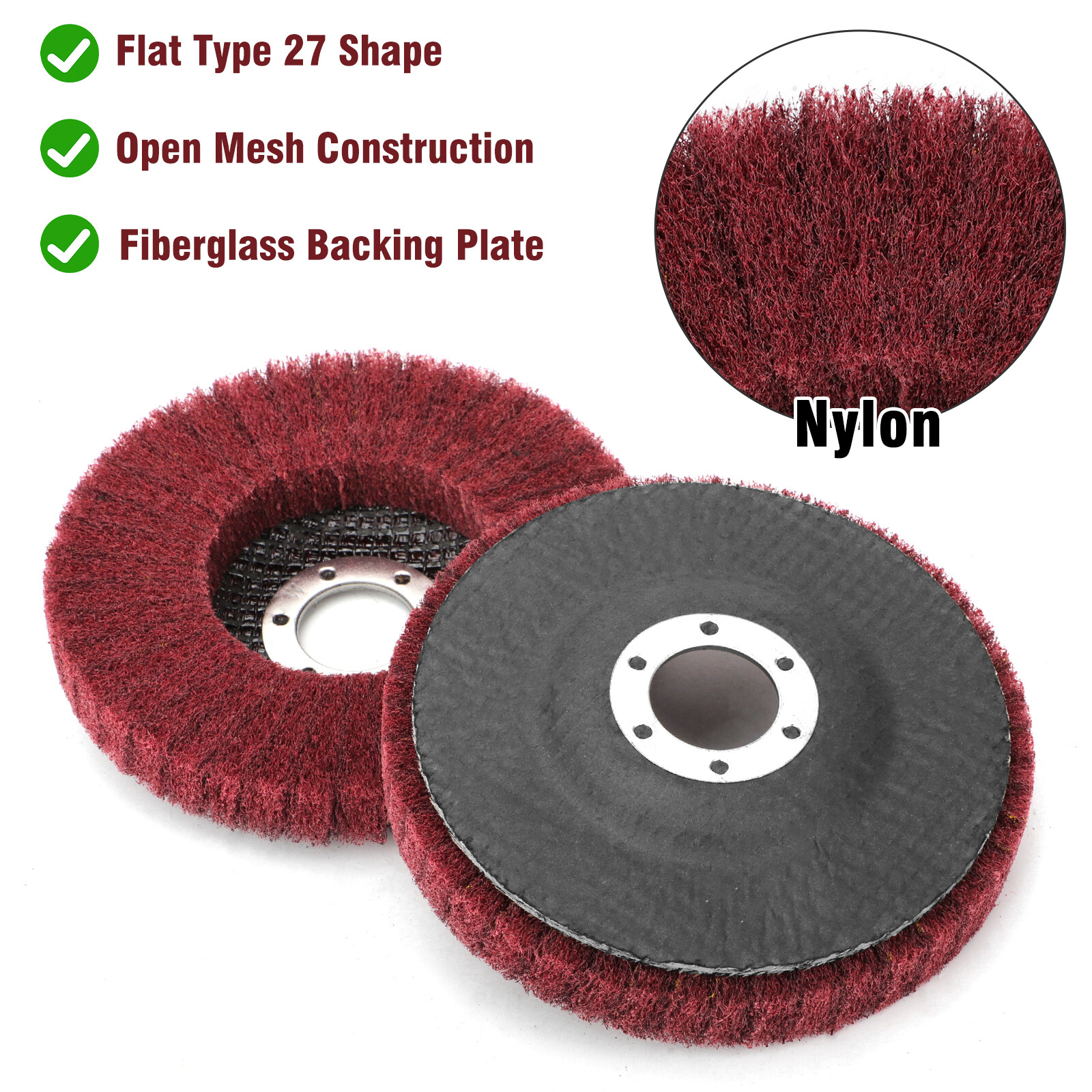 5Pcs 4.5" x 7/8" Nylon Fiber Buffing Wheel Flap Polishing Disc for Angle Grinder