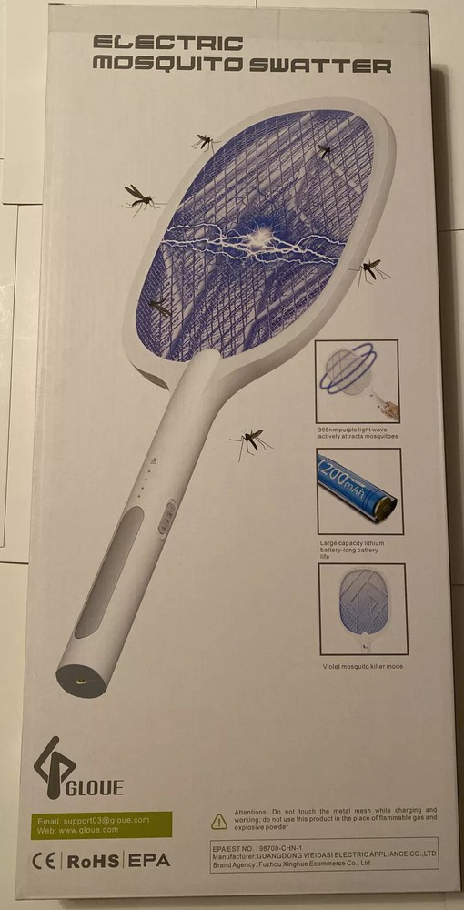Handheld USB Rechargeable Mosquito Fly Swatter Bug Zapper Insect Killer Racket