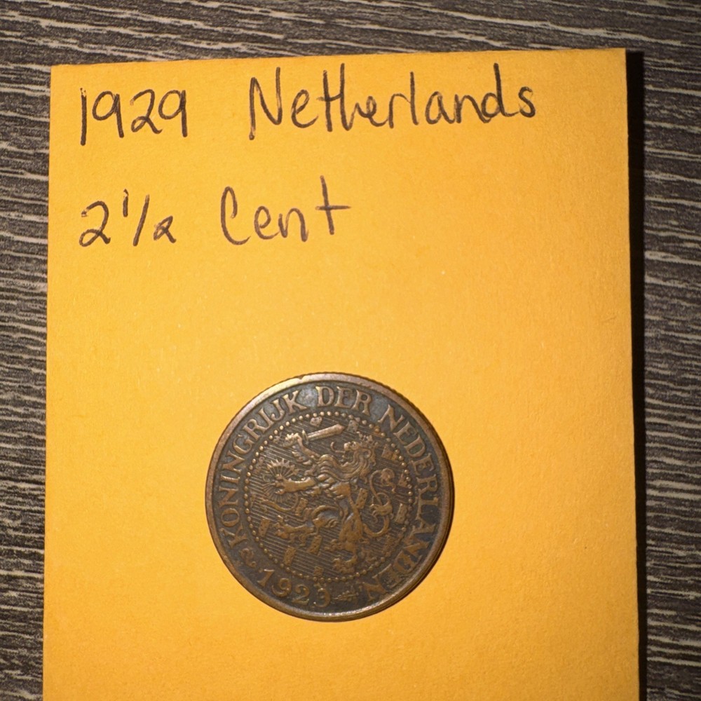 1929 Netherlands 2 1/2 Cent Coin