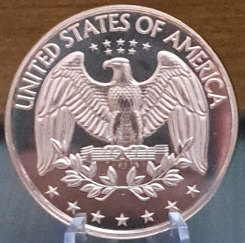 1 ADVP oz .999 Copper Round, Eagle - Quarter Reverse Design