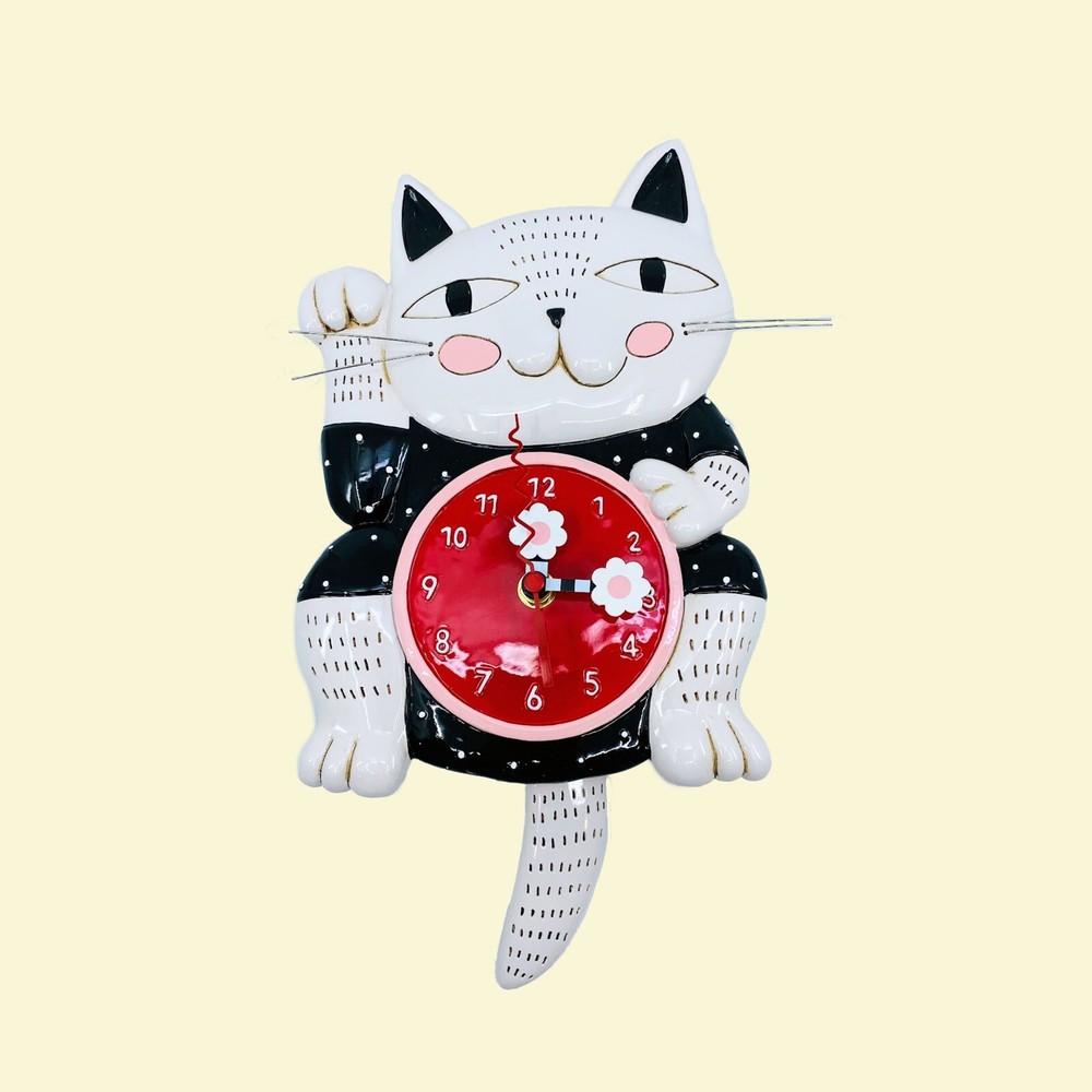 Allen Designs Studio Wall Clock: Lucky Cat