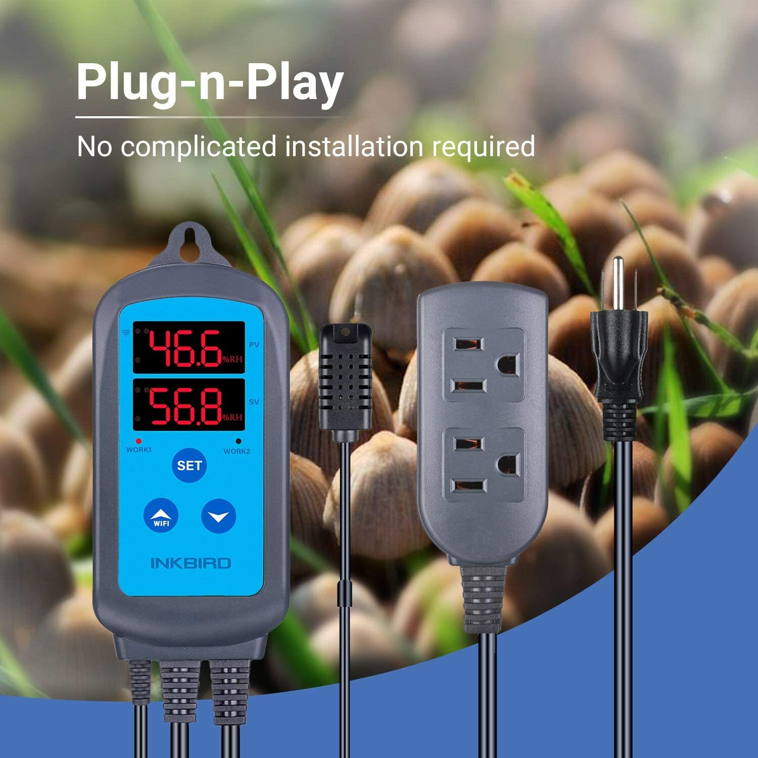 Inkbird Temperature Humidity Controller WiFi 2.4G Thermostat Outlets Humidistat