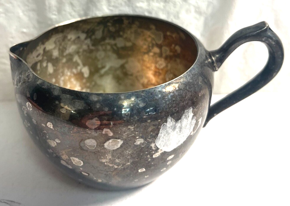 Vintage 4 pc Silver-Plated Copper Sugar, Creamer, Lid, Platter Set