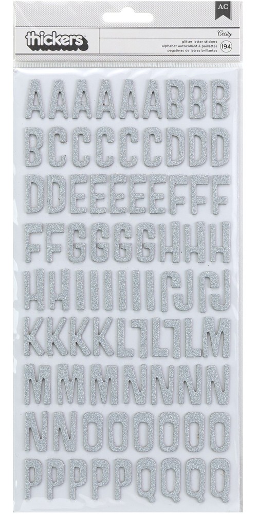 Thickers Pow! Glitter Stickers 6"X11" Sheets 2/Pkg-Cecily - Silver