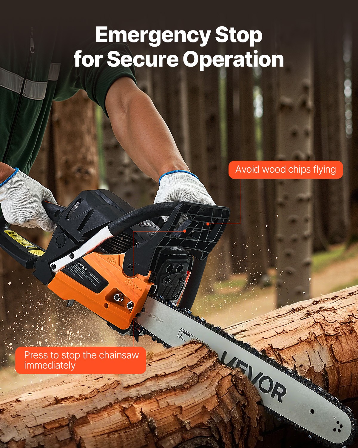 VEVOR 62cc Gas Chainsaw 3.8 HP Gas Powered 20 inch Chainsaw For Wood Cutting