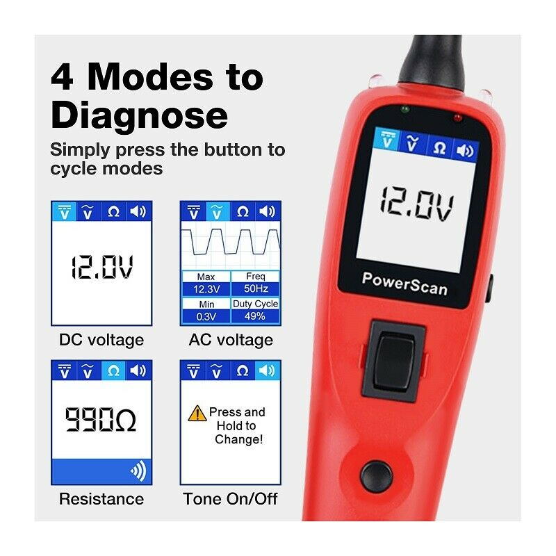 Autel PowerScan PS100 Diagnostic Tool Electrical System 12/24V Circuit Test Lead