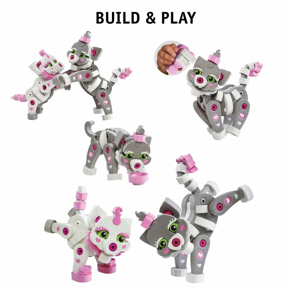 Bloco Cat & Kitten STEM Toy Pet Cat 3D Interlocking Foam Building Block Set