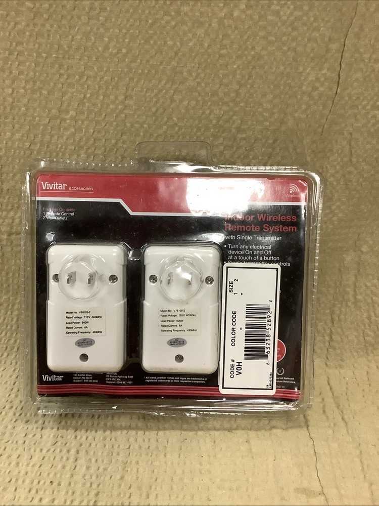 Wireless Vivitar Remote Control System Indoor 100 Foot Range 2 Outlets NEW