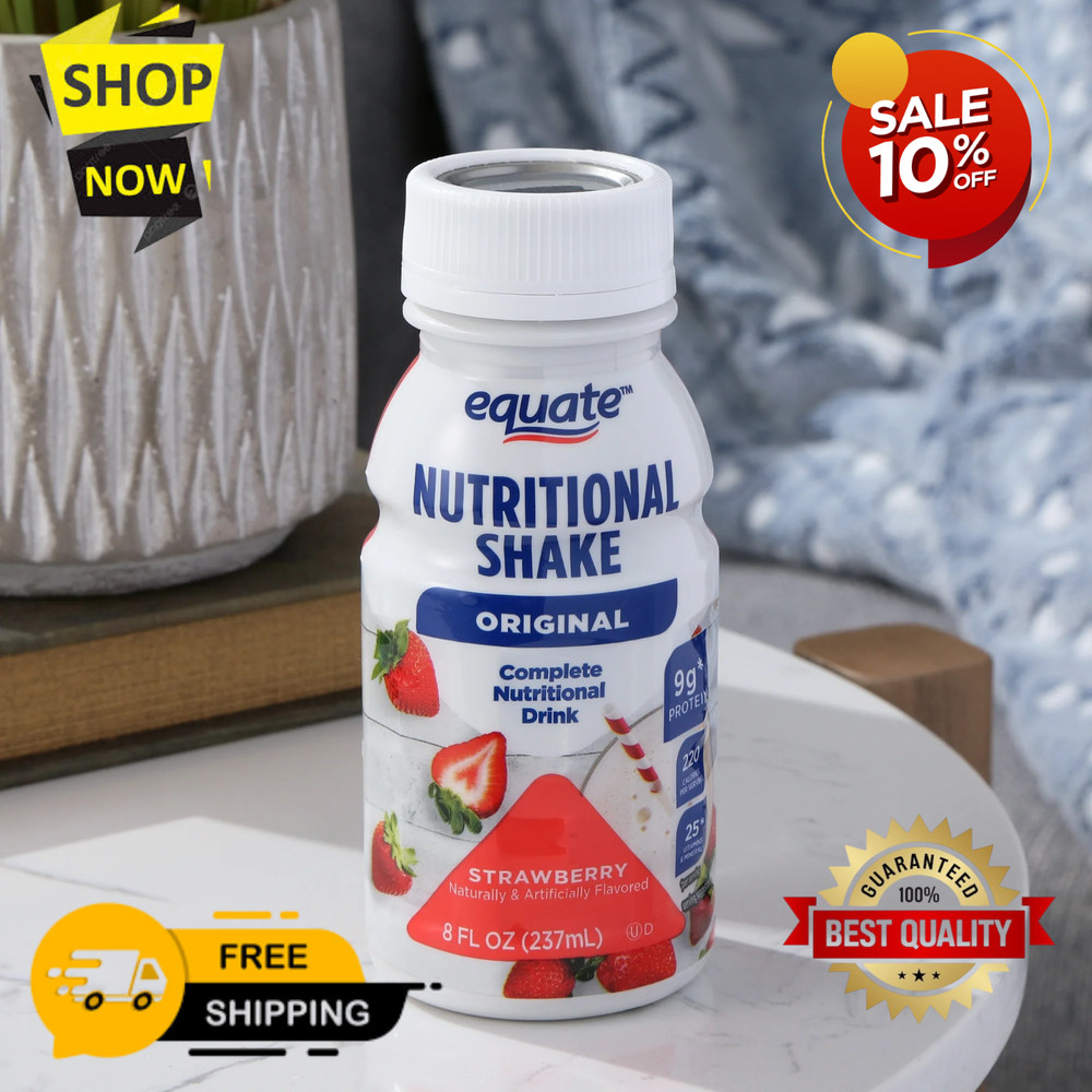 Equate Strawberry Nutritional Shake, 8 FL OZ, 6 Count