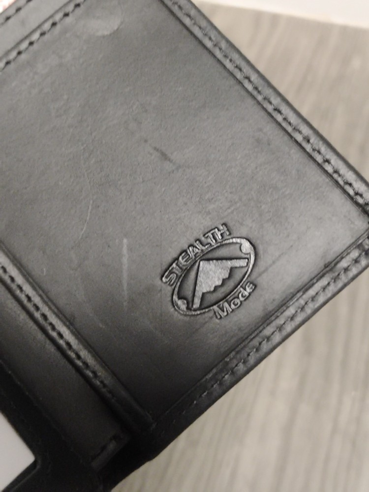 Stealth Mode Trifold Leather Wallet for Men with RFID Blocking One Size Black