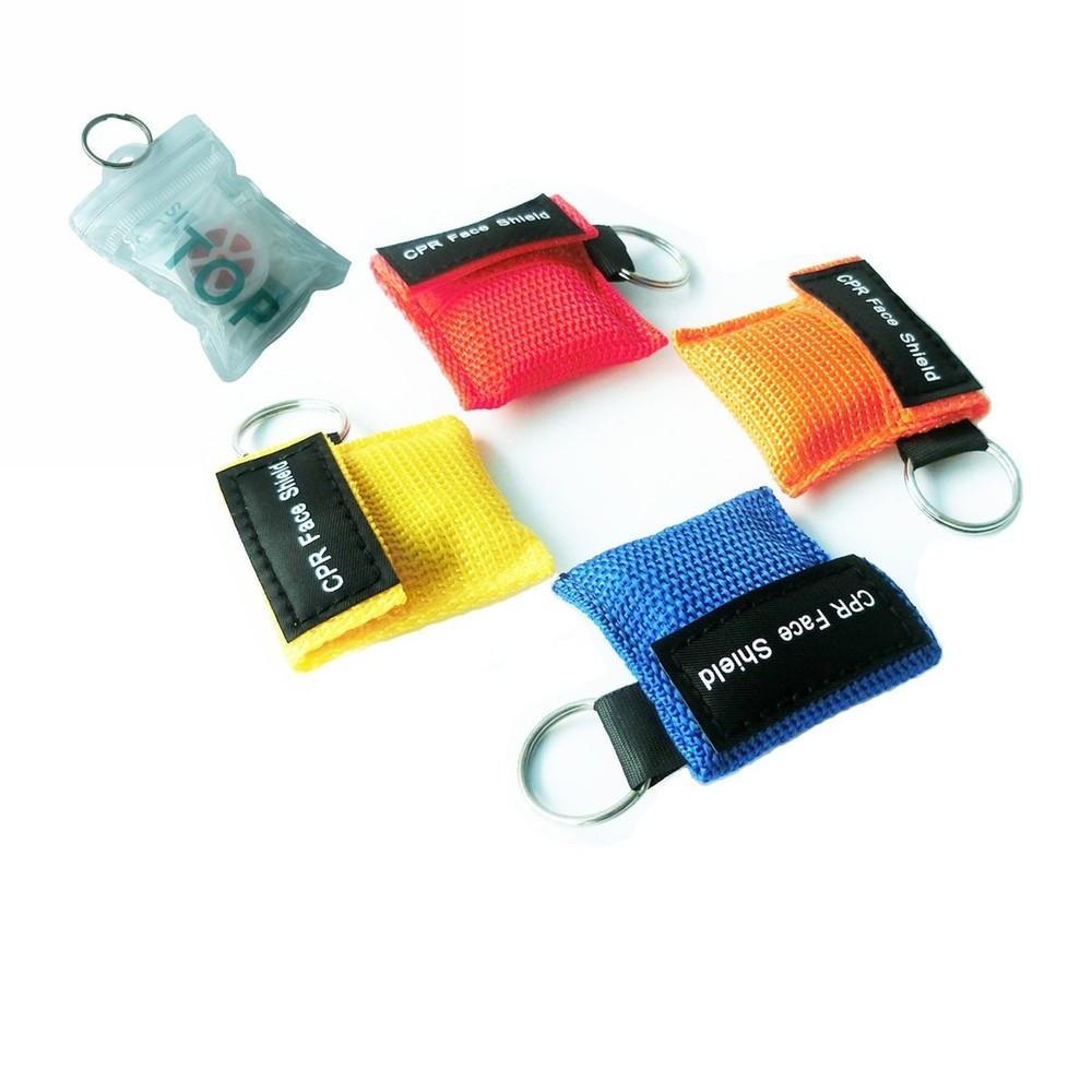 4 Pcs/Pack CPR Barrier with Keychain CPR Face Shield for CPR/AED Training 4 C...