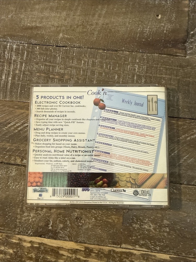 Cook’n Recipes Software PC Cd Rom
