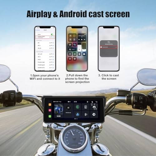 Motorcycle GPS Navigation System with Wireless Carplay Android Auto 8.1 inch