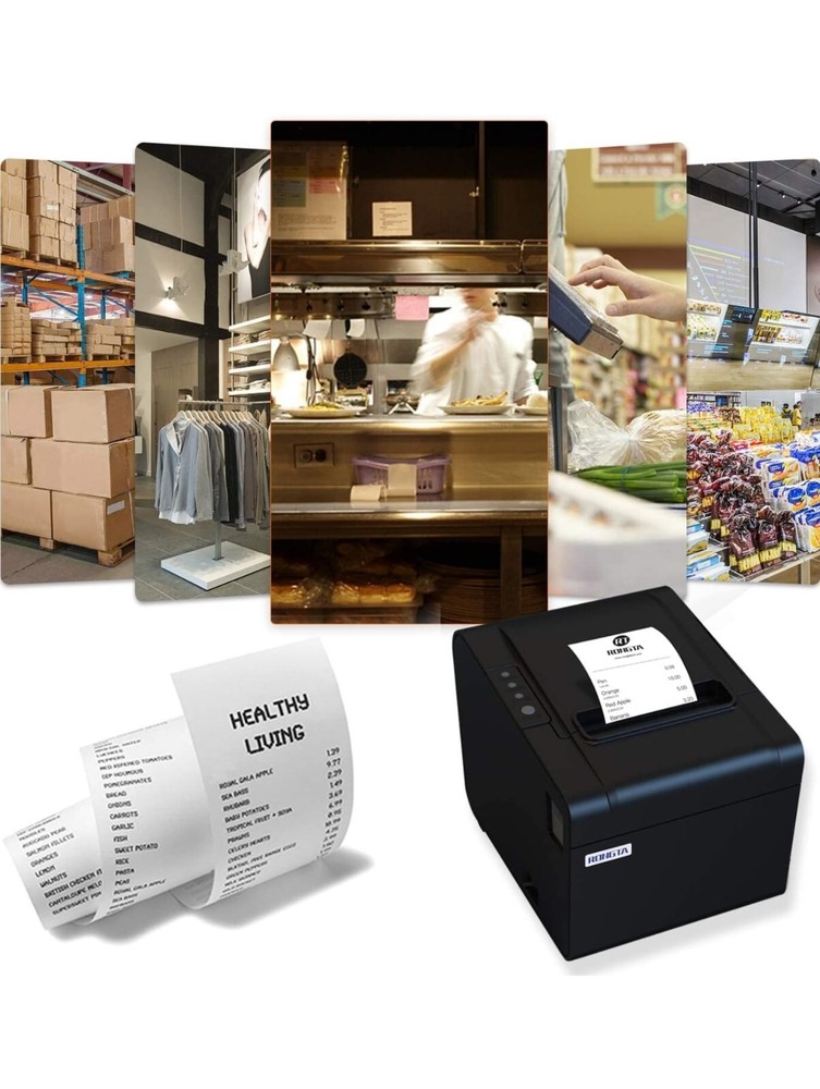 Rongta POS Printer, 80mm USB Thermal Receipt Printer, Restaurant Kitchen Printer